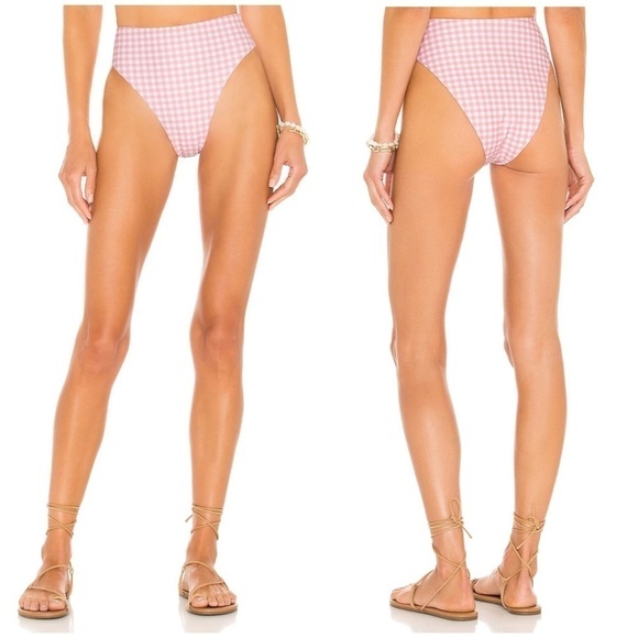 Tularosa Mirian High Waist Bottom in Pink Gingham Size XL - Picture 1 of 5